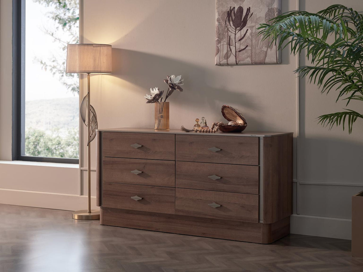 Mirante Walnut 6-Drawer Dresser from Bellona - Luna Furniture