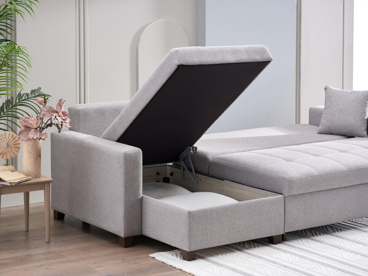 Mocca Dupont Gray Storage Sleeper Sofa Chaise from Bellona - Luna Furniture