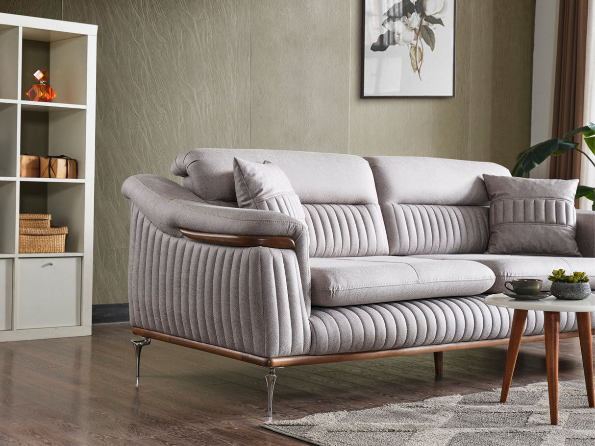 Ahsen Light Gray 3-Piece Living Room Set (Sofa & Loveseat & Chair) from Furnia - Luna Furniture