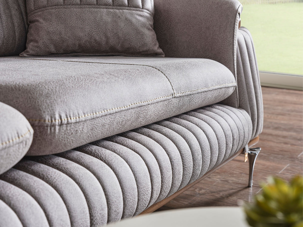 Ahsen Light Gray 3-Piece Living Room Set (Sofa & Loveseat & Chair) from Furnia - Luna Furniture