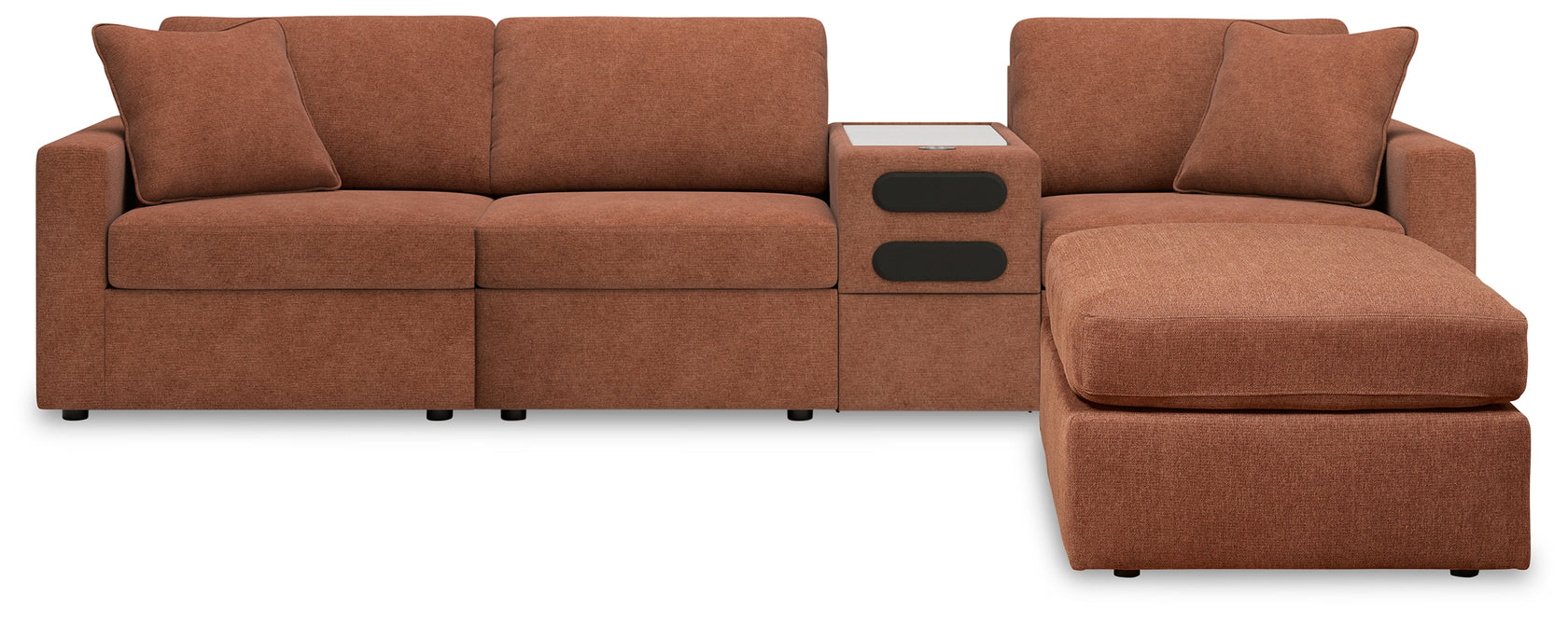 Modmax 4-Piece Sectional with Ottoman in Spice from Ashley - Luna Furniture