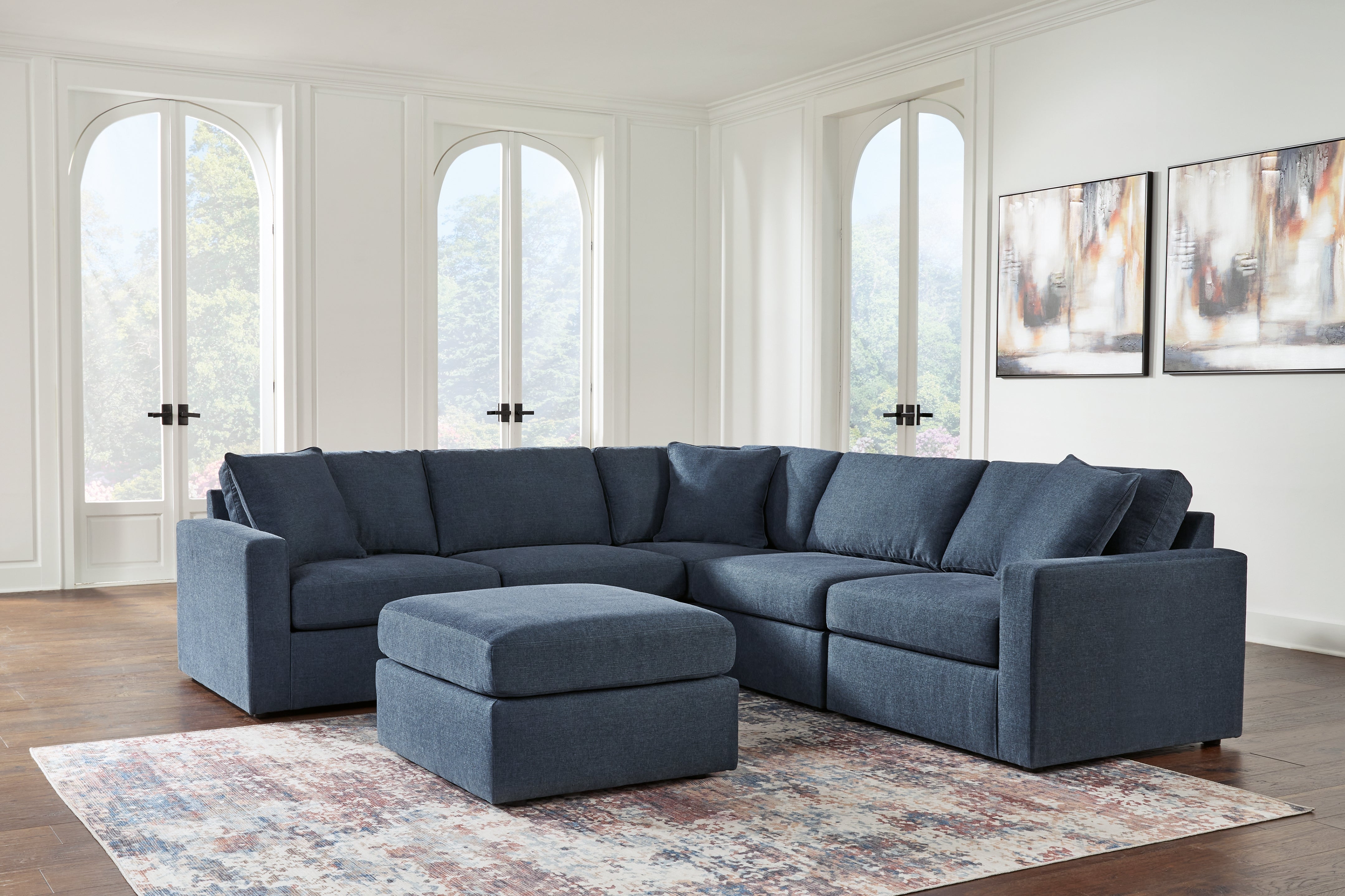 Ashley Modmax 5-Piece Sectional with Ottoman in Ink – Luna Furniture