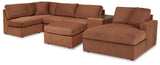 Modmax 6-Piece Sectional with Ottoman in Spice from Ashley - Luna Furniture