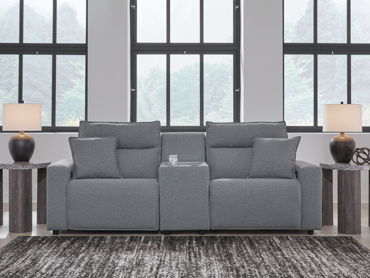 Modmax II Salt and Pepper 3-Piece Power Reclining Loveseat with Console from Ashley - Luna Furniture