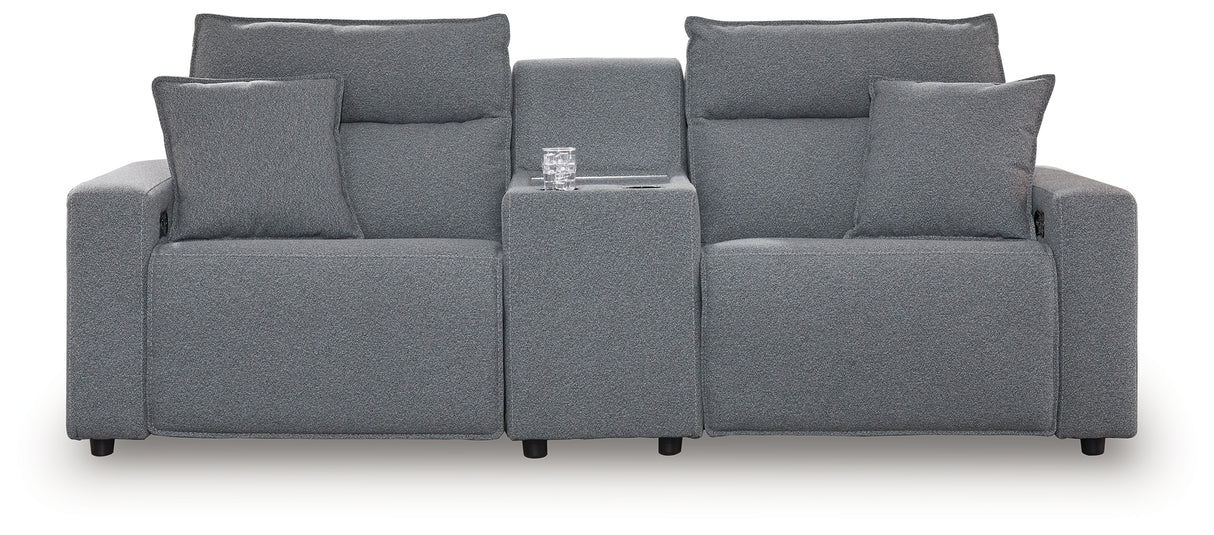 Modmax II Salt and Pepper 3-Piece Power Reclining Loveseat with Console from Ashley - Luna Furniture