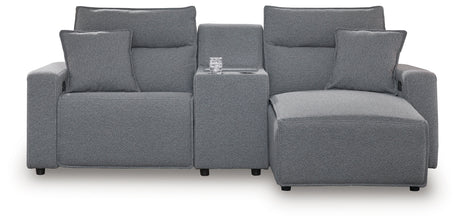 Modmax II Salt and Pepper 3-Piece RAF Power Reclining Sectional with Console from Ashley - Luna Furniture