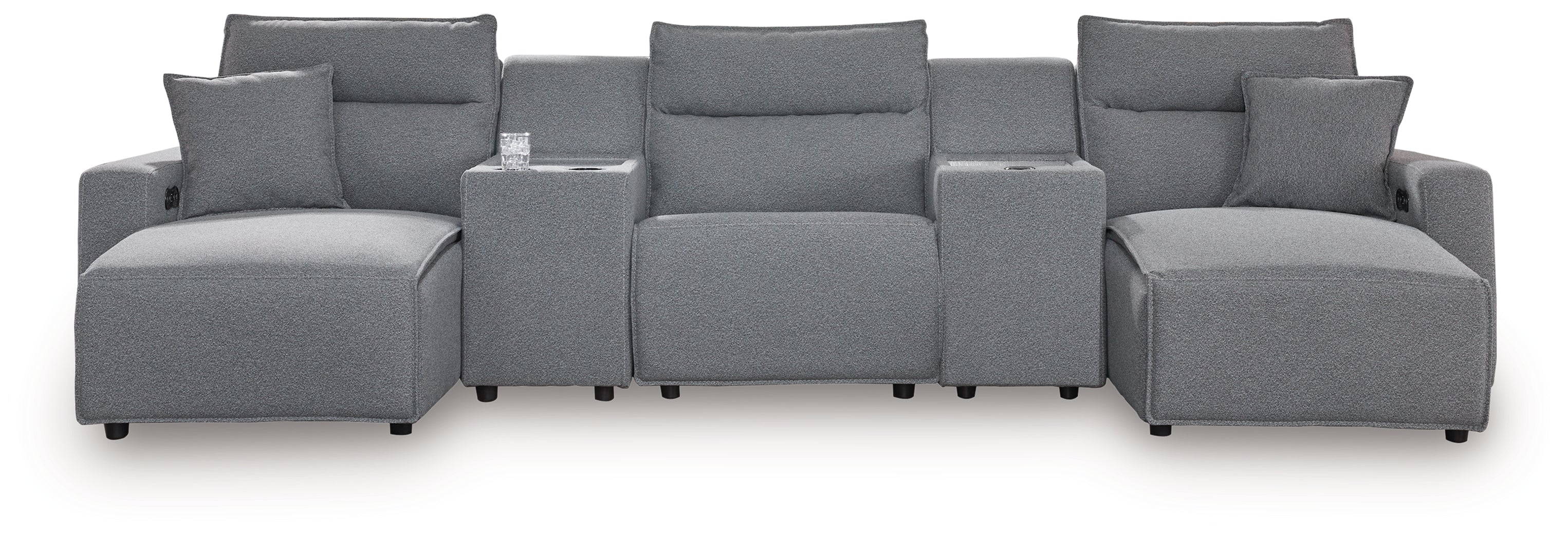 Ashley Modmax II Salt and Pepper 5-Piece Double Chaise Power