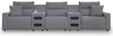 Modmax II Salt and Pepper 5-Piece Power Reclining Sectional with 2 Audio Consoles from Ashley - Luna Furniture