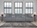 Modmax II Salt and Pepper 5-Piece Power Reclining Sectional with 2 Consoles from Ashley - Luna Furniture