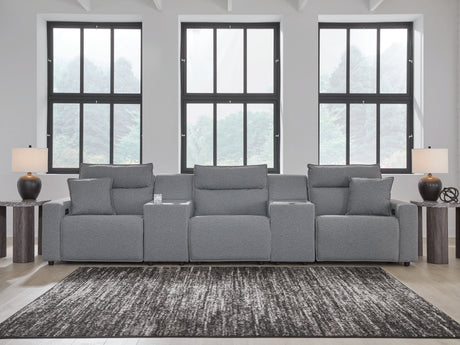 Modmax II Salt and Pepper 5-Piece Power Reclining Sectional with 2 Consoles from Ashley - Luna Furniture