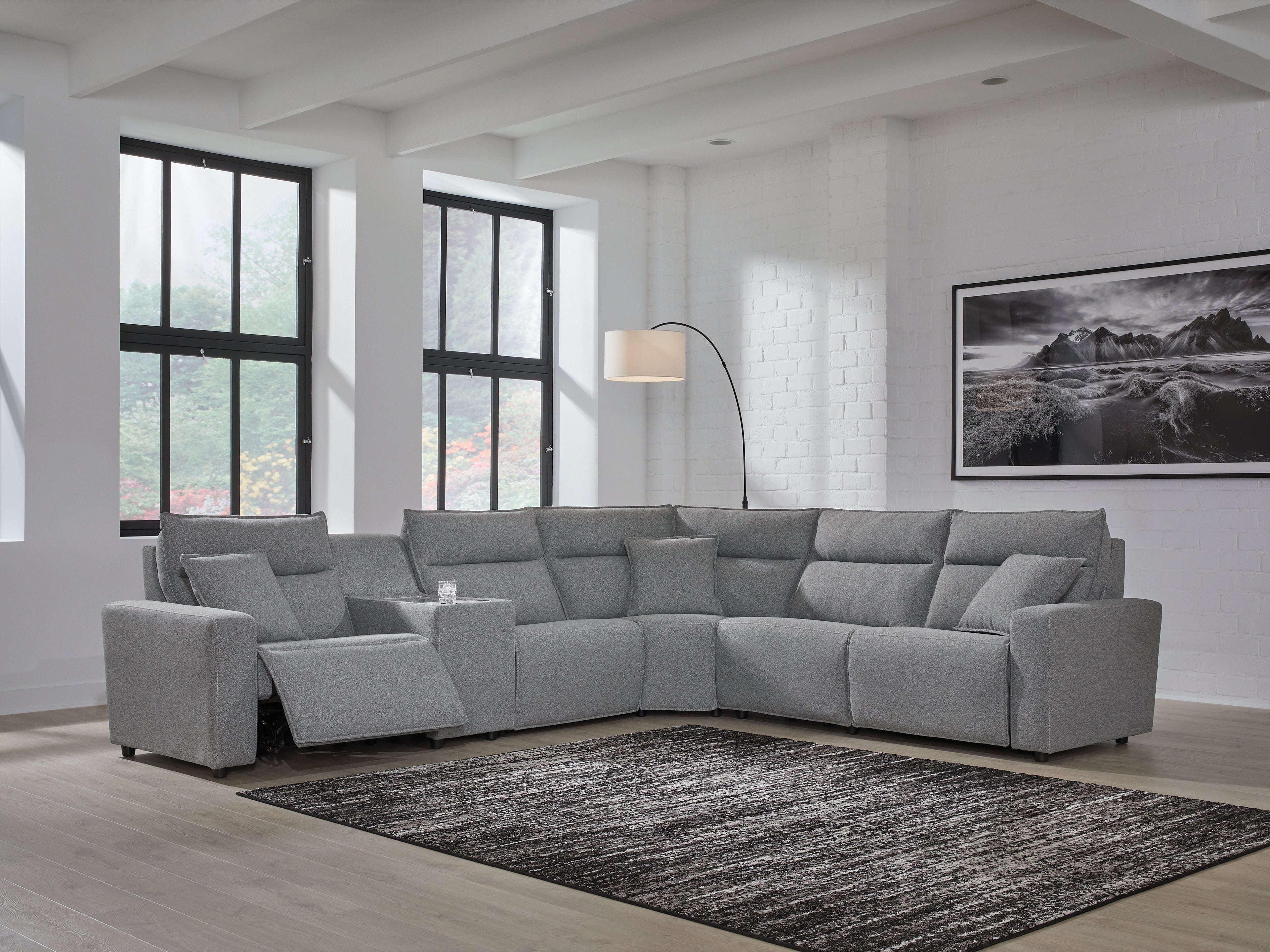 Modmax II Salt and Pepper 6-Piece L-Shape Power Reclining Modular
