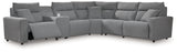 Modmax II Salt and Pepper 6-Piece L-Shape Power Reclining Modular Sectional with Console from Ashley - Luna Furniture
