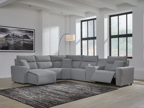 Modmax II Salt and Pepper 6-Piece Power Reclining Sectional with Chaise from Ashley - Luna Furniture