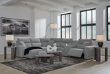 Modmax II Salt and Pepper 6-Piece Power Reclining Sectional with Chaise from Ashley - Luna Furniture
