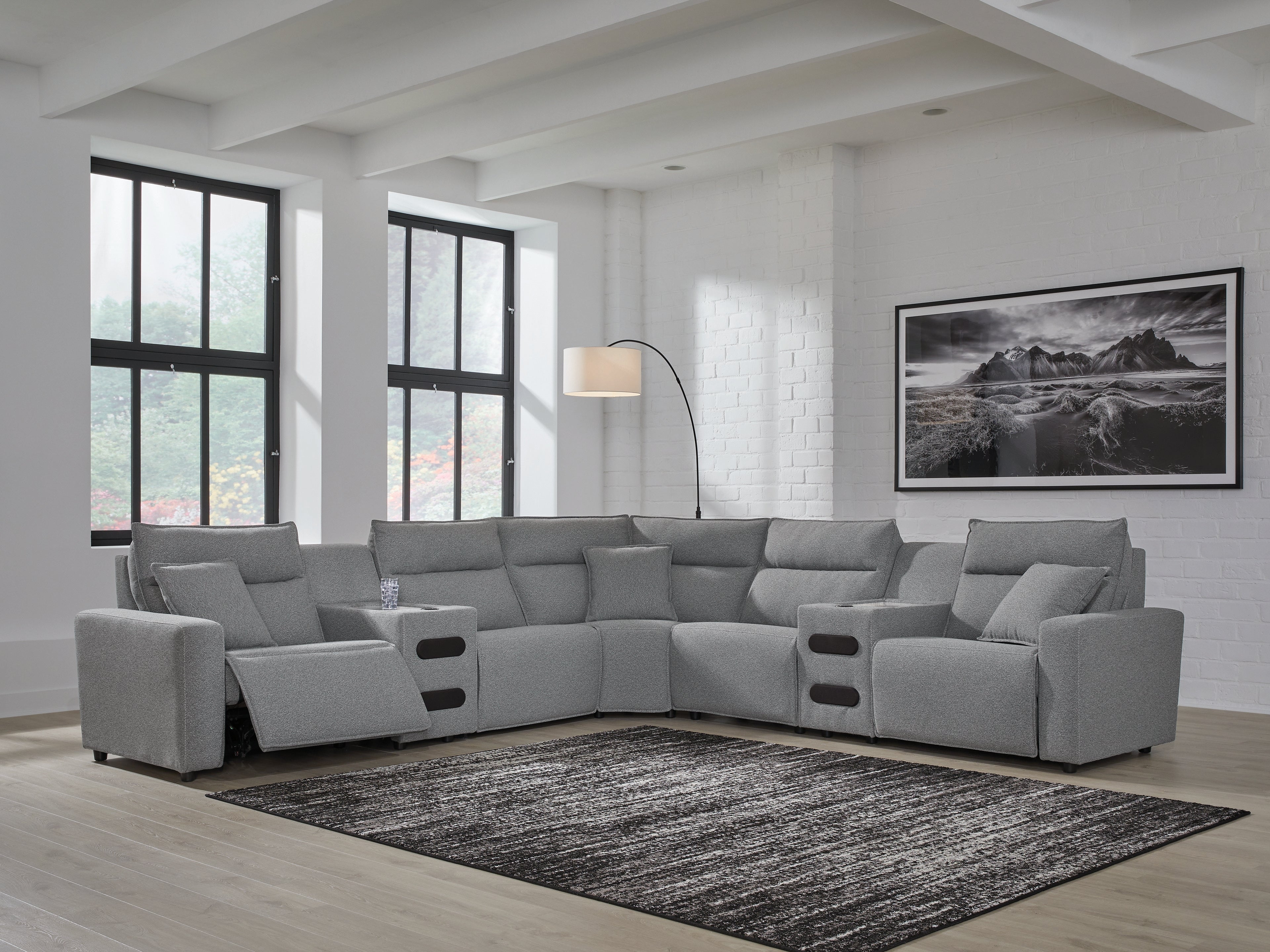 Modmax II Salt and Pepper 7-Piece Power Reclining Sectional with 2