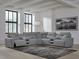 Modmax II Salt and Pepper 7-Piece Power Reclining Sectional with 2 Audio Consoles from Ashley - Luna Furniture