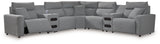 Modmax II Salt and Pepper 7-Piece Power Reclining Sectional with 2 Audio Consoles from Ashley - Luna Furniture