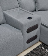 Modmax II Salt and Pepper 7-Piece Power Reclining Sectional with 2 Audio Consoles from Ashley - Luna Furniture