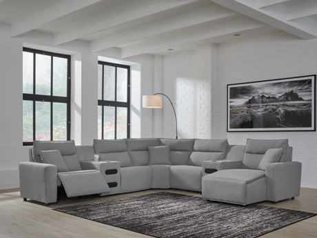 Modmax II Salt and Pepper 7-Piece Power Reclining Sectional with Chaise from Ashley - Luna Furniture