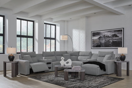 Modmax II Salt and Pepper 7-Piece Power Reclining Sectional with Chaise from Ashley - Luna Furniture