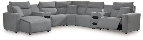Modmax II Salt and Pepper 7-Piece Power Reclining Sectional with Chaise from Ashley - Luna Furniture