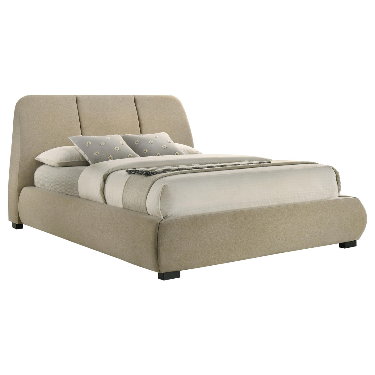 Mokena Brown 46-inch Upholstered Queen Platform Bed from Coaster - Luna Furniture