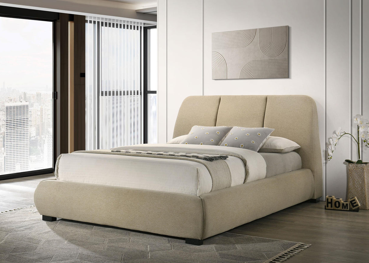 Mokena Brown Upholstered California King Platform Bed from Coaster - Luna Furniture