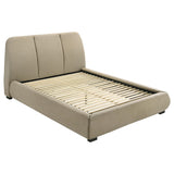 Mokena Brown Upholstered California King Platform Bed from Coaster - Luna Furniture