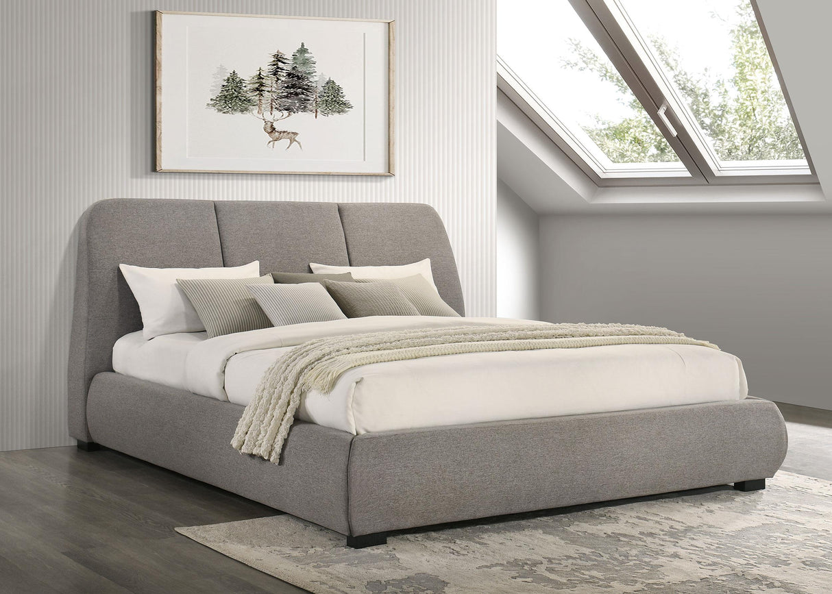 Mokena Taupe 46-inch Upholstered Eastern King Platform Bed from Coaster - Luna Furniture