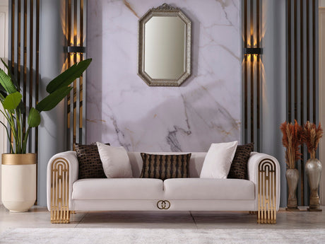 Monaco Cream 3-Piece Living Room Set (Sofa & Loveseat & Chair) from Furnia - Luna Furniture