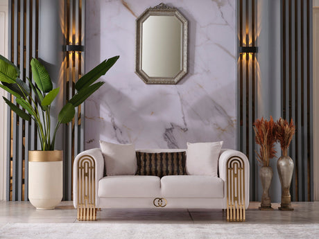Monaco Cream 3-Piece Living Room Set (Sofa & Loveseat & Chair) from Furnia - Luna Furniture