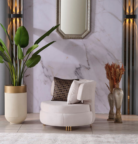 Monaco Cream 3-Piece Living Room Set (Sofa & Loveseat & Chair) from Furnia - Luna Furniture