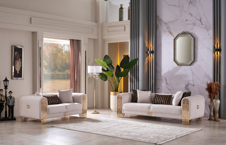 Monaco Cream 3-Piece Living Room Set (Sofa & Loveseat & Chair) from Furnia - Luna Furniture