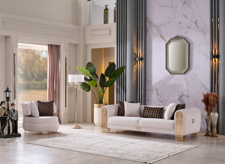 Monaco Cream 3-Piece Living Room Set (Sofa & Loveseat & Chair) from Furnia - Luna Furniture