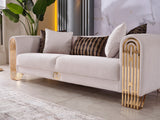 Monaco Cream 3-Piece Living Room Set (Sofa & Loveseat & Chair) from Furnia - Luna Furniture