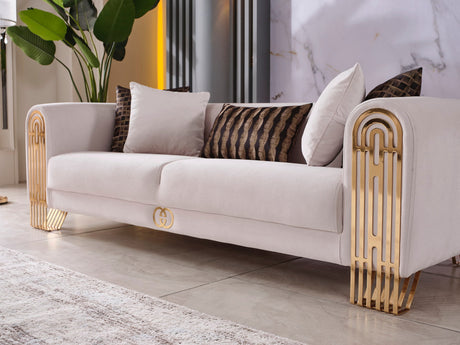 Monaco Cream 3-Piece Living Room Set (Sofa & Loveseat & Chair) from Furnia - Luna Furniture