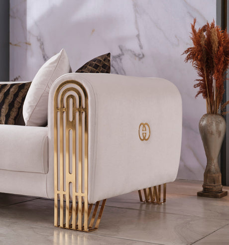Monaco Cream 3-Piece Living Room Set (Sofa & Loveseat & Chair) from Furnia - Luna Furniture