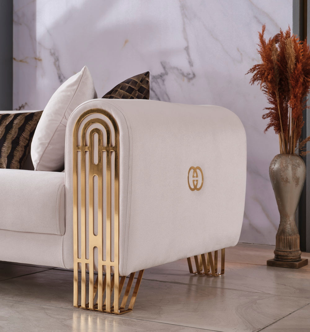 Monaco Stationary Sofa in Cream from Furnia - Luna Furniture