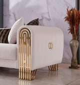 Monaco Stationary Sofa in Cream from Furnia - Luna Furniture