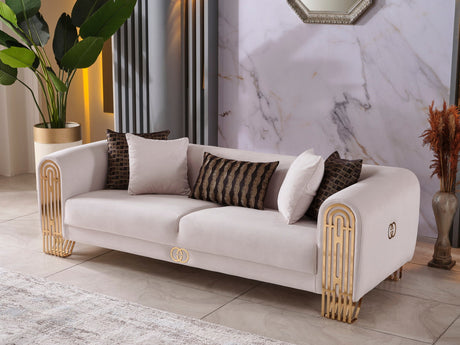 Monaco Cream 3-Piece Living Room Set (Sofa & Loveseat & Chair) from Furnia - Luna Furniture