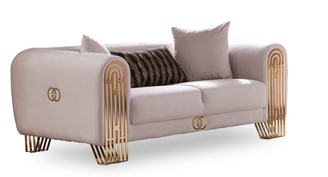 Monaco Cream 3-Piece Living Room Set (Sofa & Loveseat & Chair) from Furnia - Luna Furniture