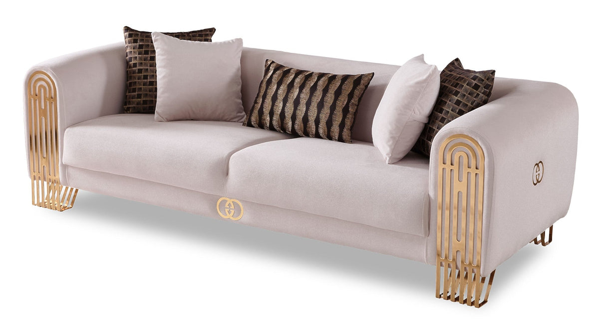 Monaco Stationary Sofa in Cream from Furnia - Luna Furniture