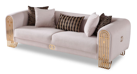 Monaco Cream 3-Piece Living Room Set (Sofa & Loveseat & Chair) from Furnia - Luna Furniture