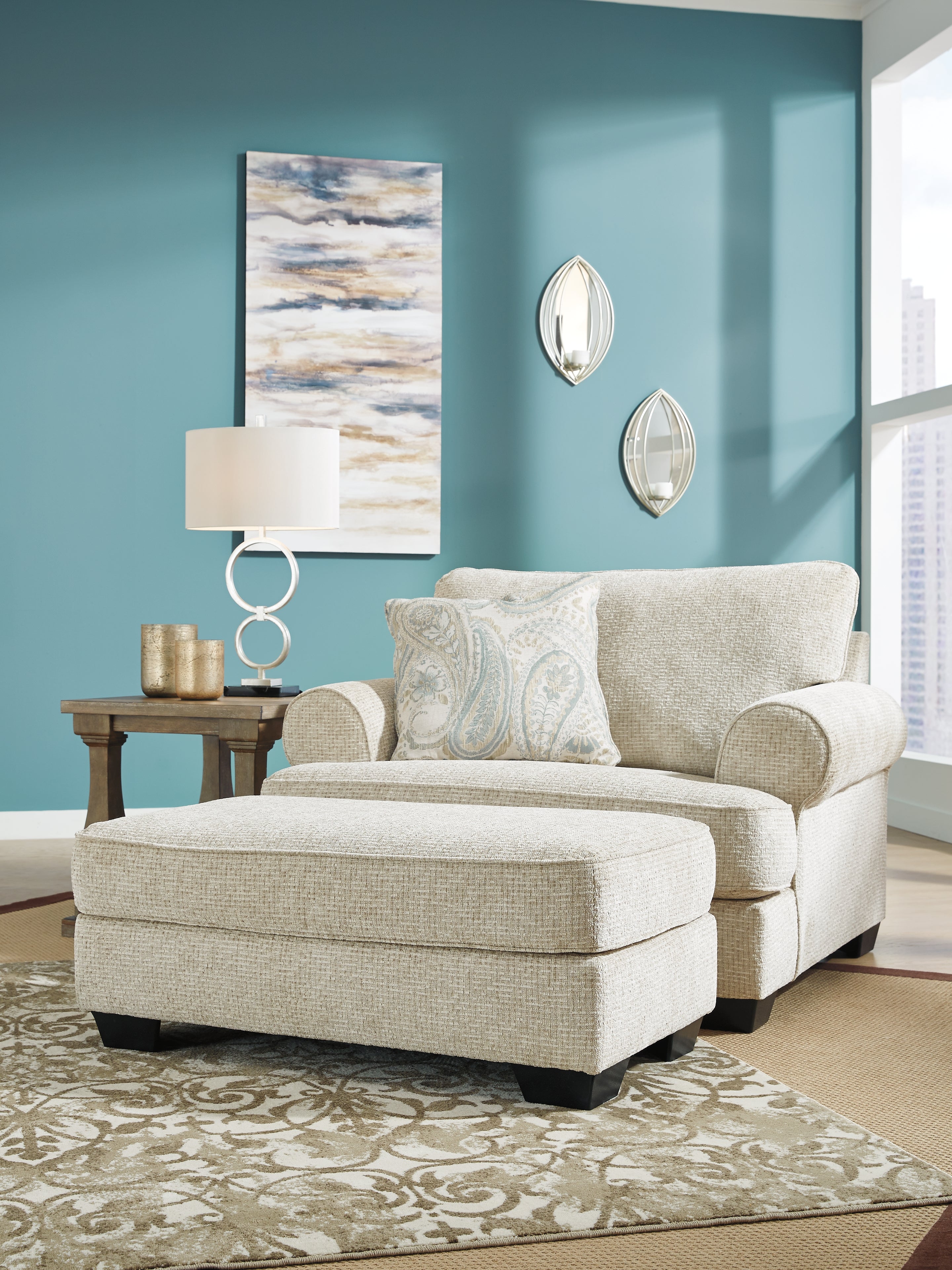 Ashley オットマン Simpli Home Brody Square Distressed Faux Leather Ottoman | Ashley