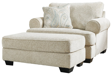 Monaghan Chair and Ottoman in Sandstone from Ashley - Luna Furniture