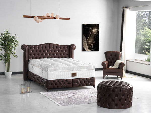 Monalisa Queen Storage Bed With Headboard in Brown