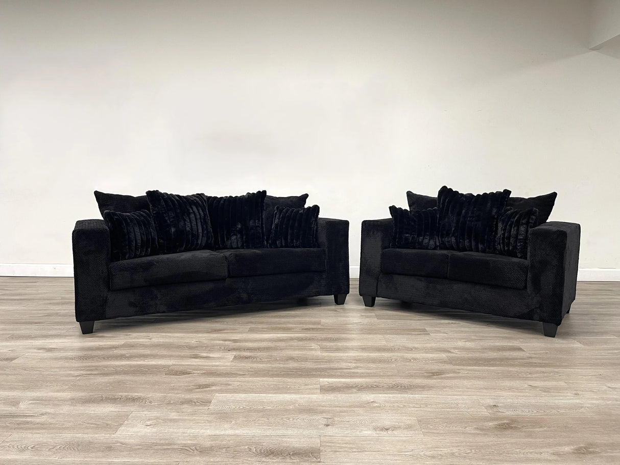 Monroe Neo Black Sofa and Loveseat from Happy Homes - Luna Furniture