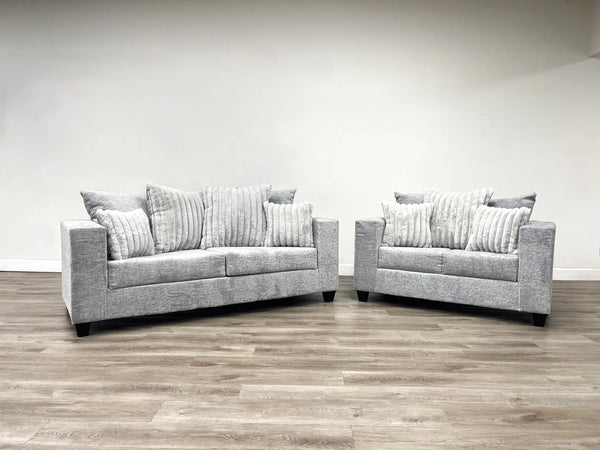 Monroe Neo Gray Sofa and Loveseat