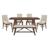 Monroe Walnut 6-Piece 71" Dining Set with Bench from Homelegance - Luna Furniture