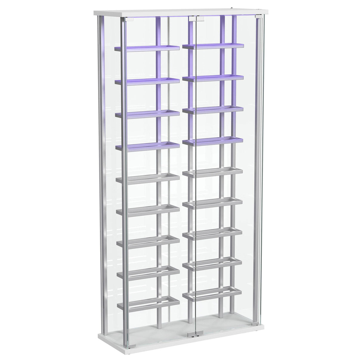 Montara Chrome Tempered Glass Wine Storage Display Curio Cabinet with LED Lighting from Coaster - Luna Furniture